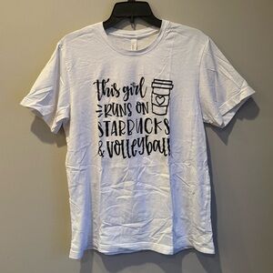 Women’s Bella Canvas T-shirt Volleyball and Starbucks size Large